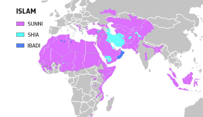 Sunni Vs Shia Islam Map